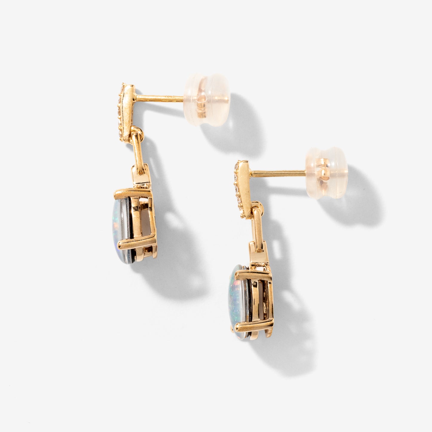 Doublet Opal Earrings in 10K Yellow Gold