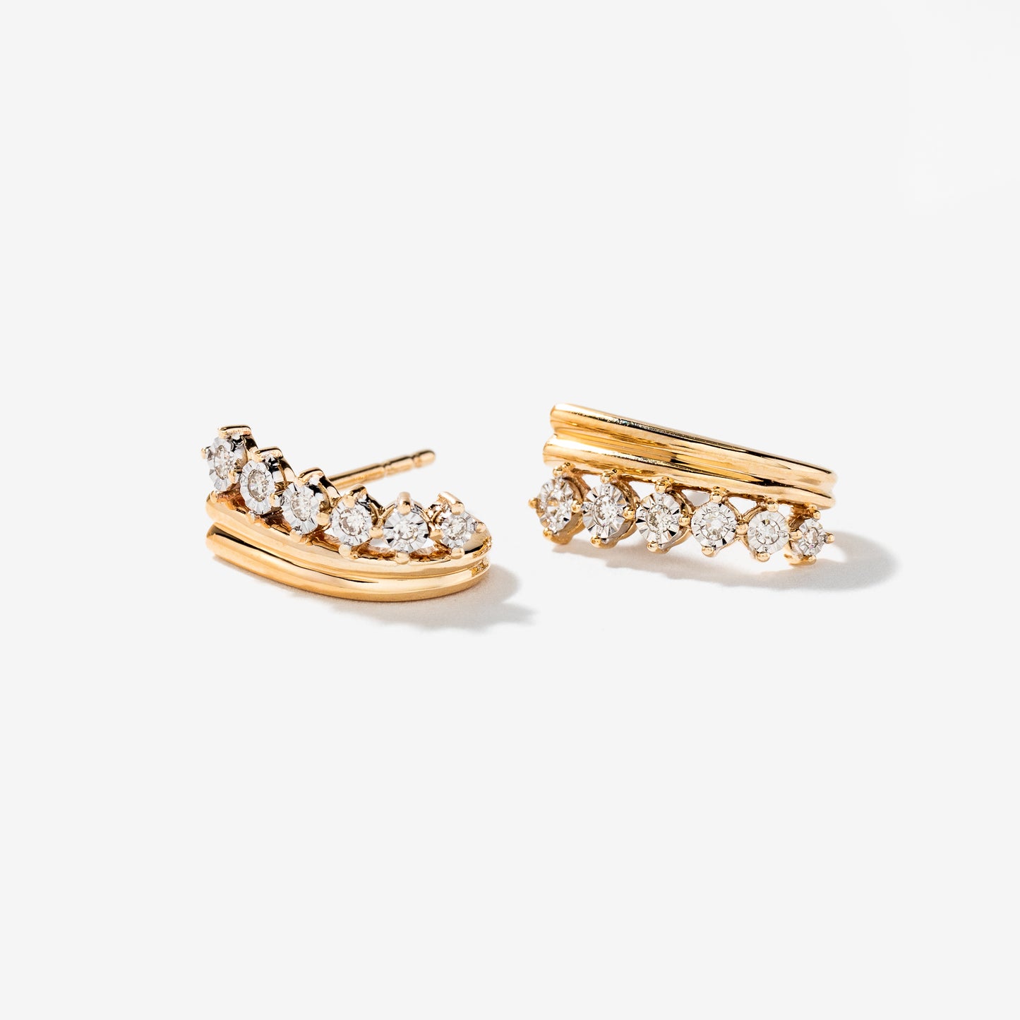 Diamond J Hook Earrings in 10K White and Yellow Gold (0.11 ct tw)
