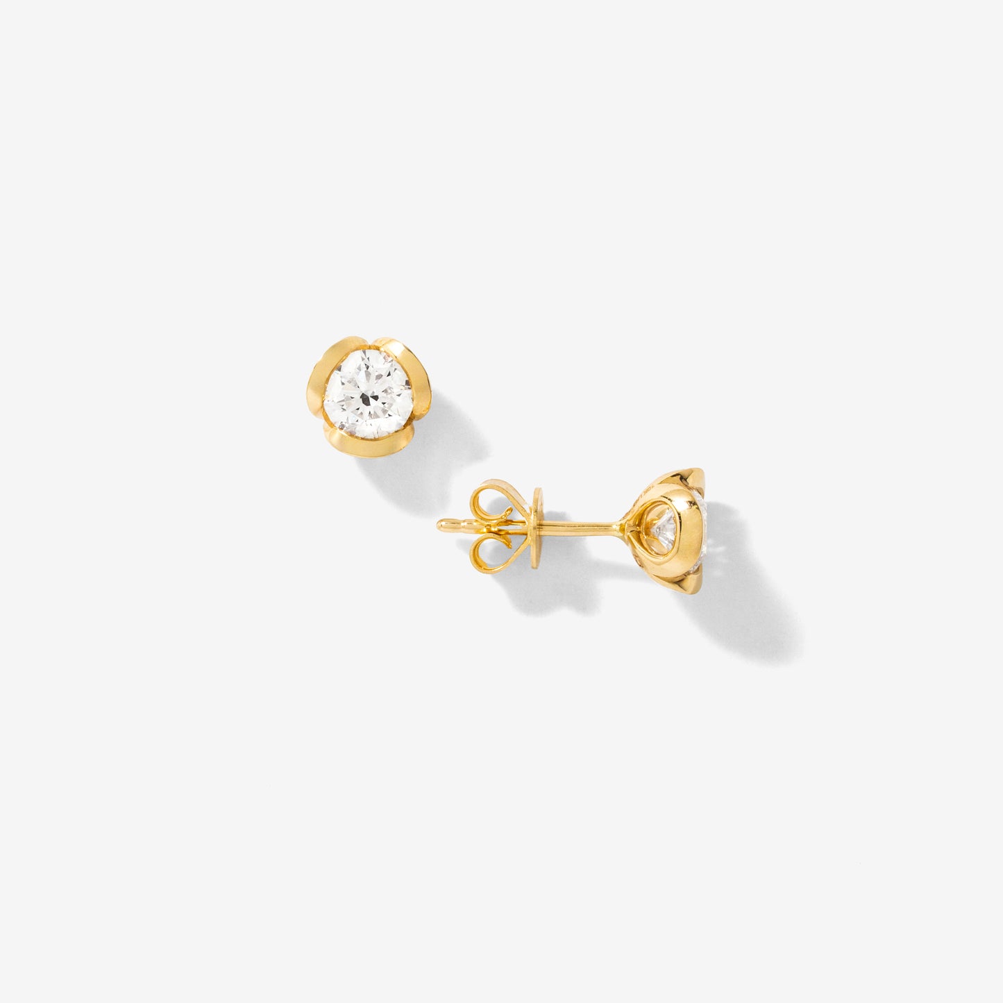 Lab Grown Diamond Flower Stud Earrings in 10K Yellow Gold (1.00 ct tw)