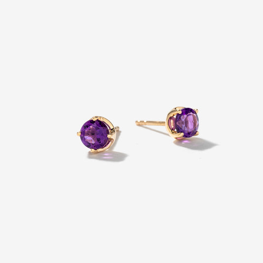 Amethyst Stud Earrings in 10K Yellow Gold