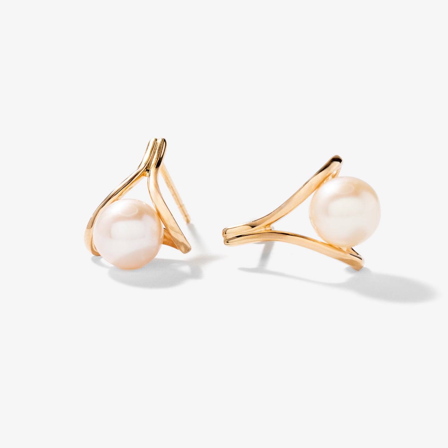 J Hook Pearl Earrings in 10K Yellow Gold