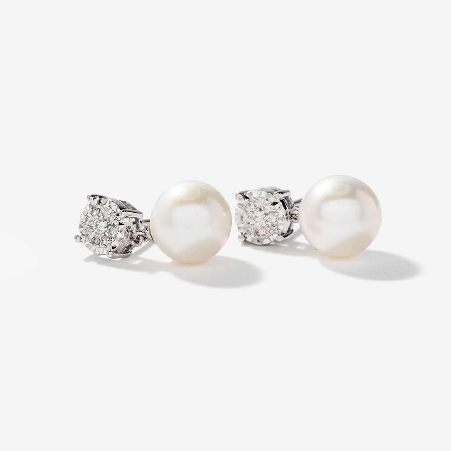 Pearl Dangle Earrings in 10K White Gold