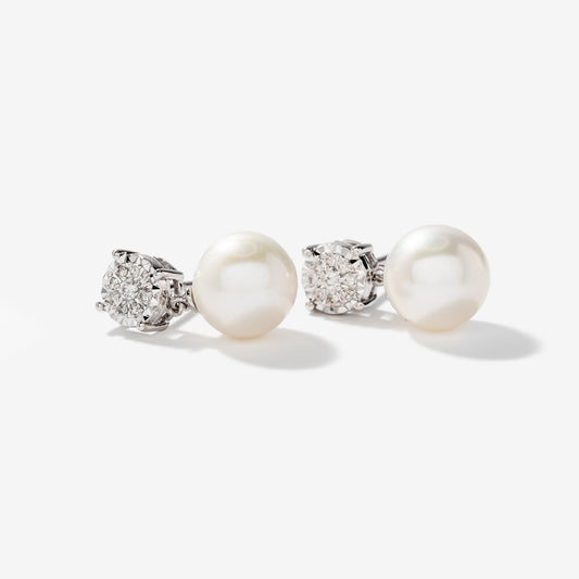 Pearl Dangle Earrings in 10K White Gold