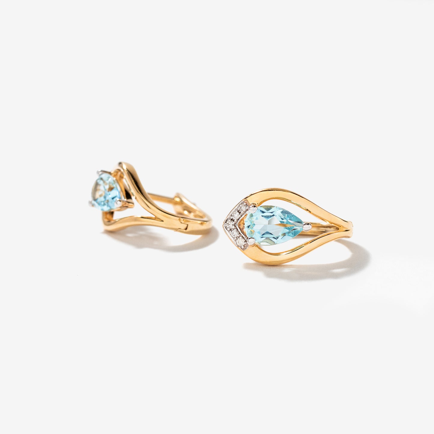 Aquamarine Earrings in 10K Yellow Gold
