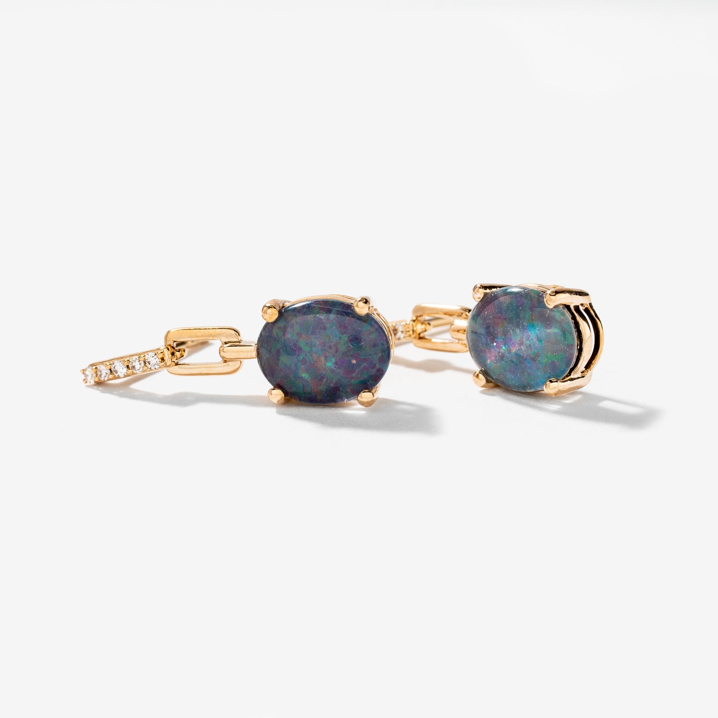 Doublet Opal Earrings in 10K Yellow Gold