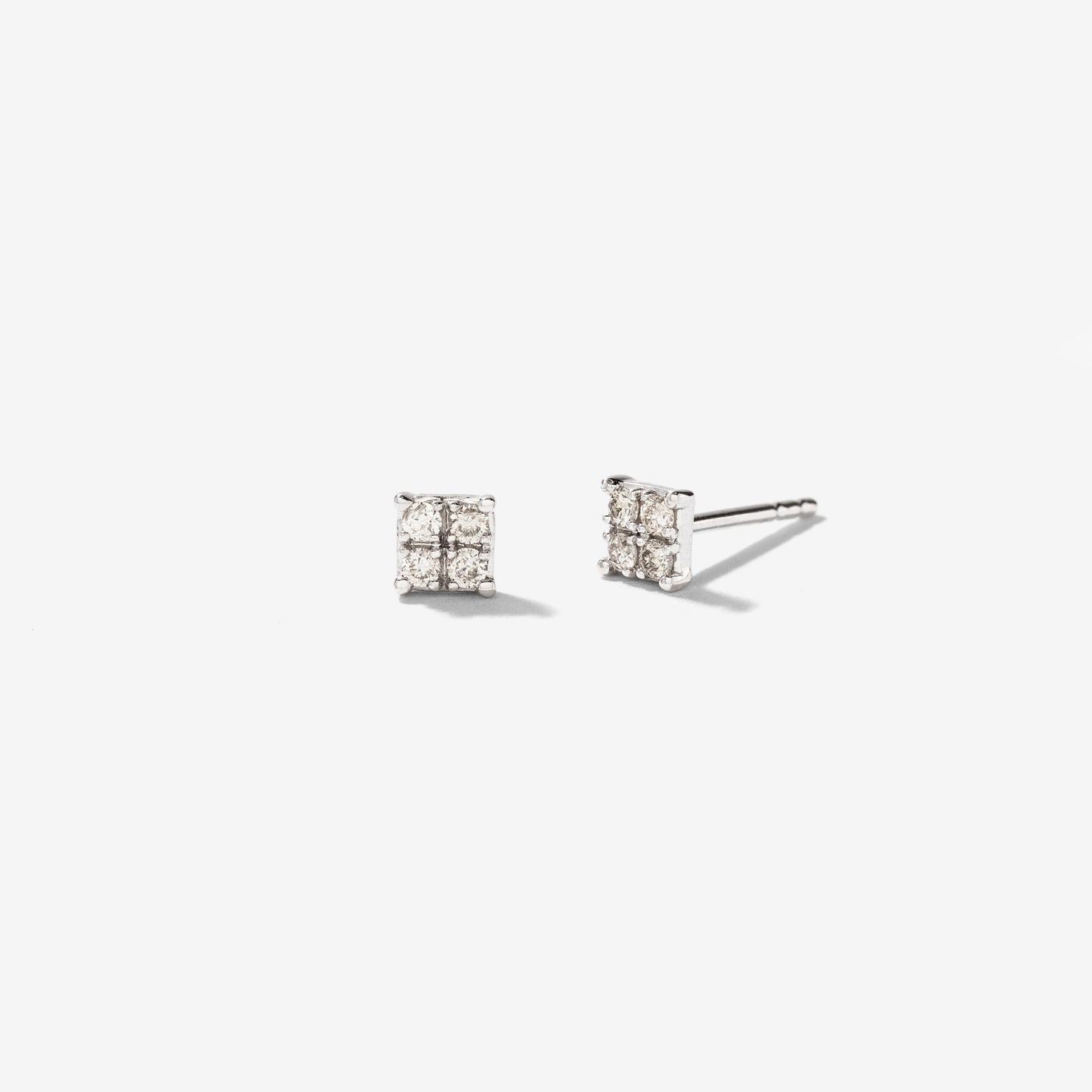 Square Diamond Stud Earrings in 10K White Gold (0.15 ct tw)