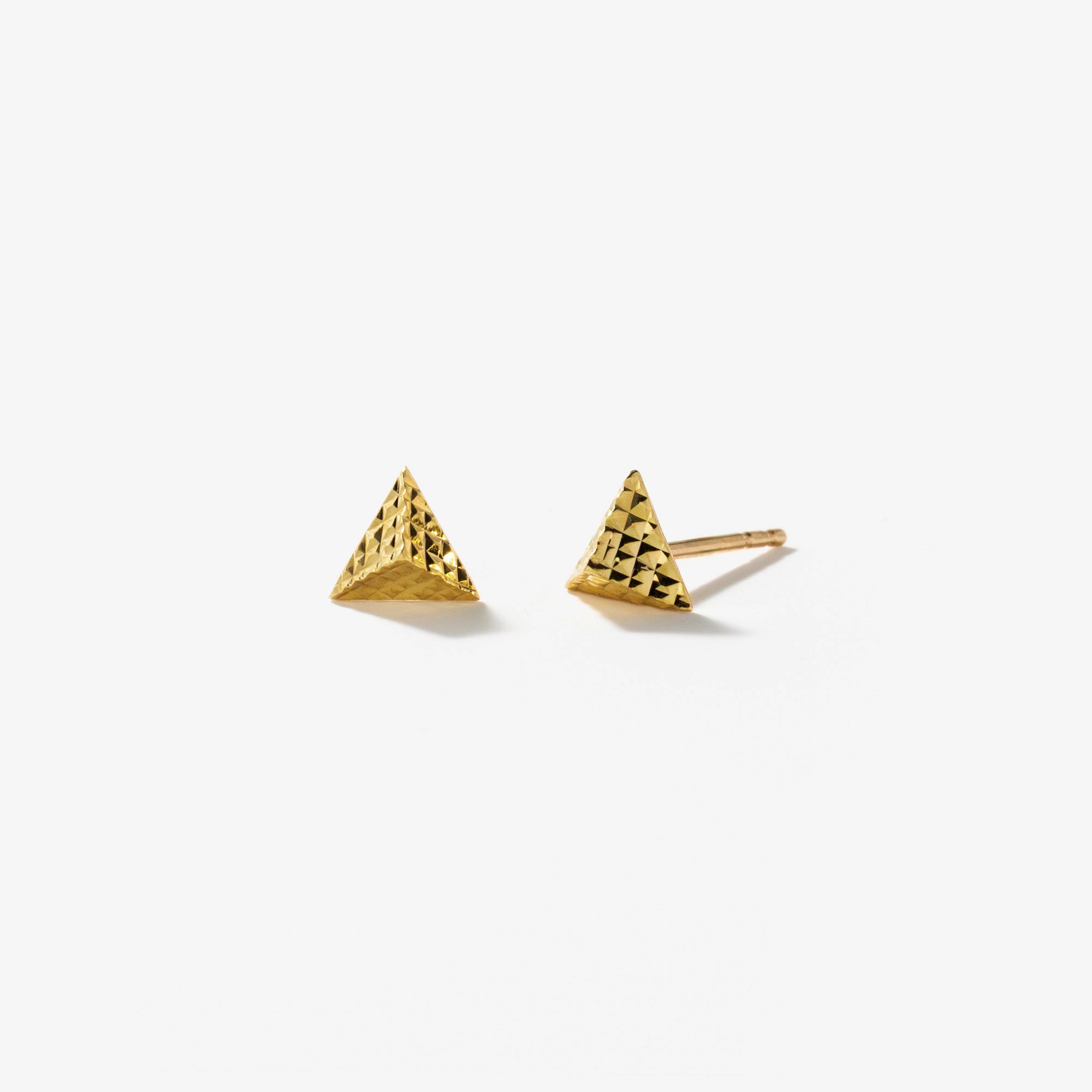 Pyramid Stud Earrings in 10K Yellow Gold