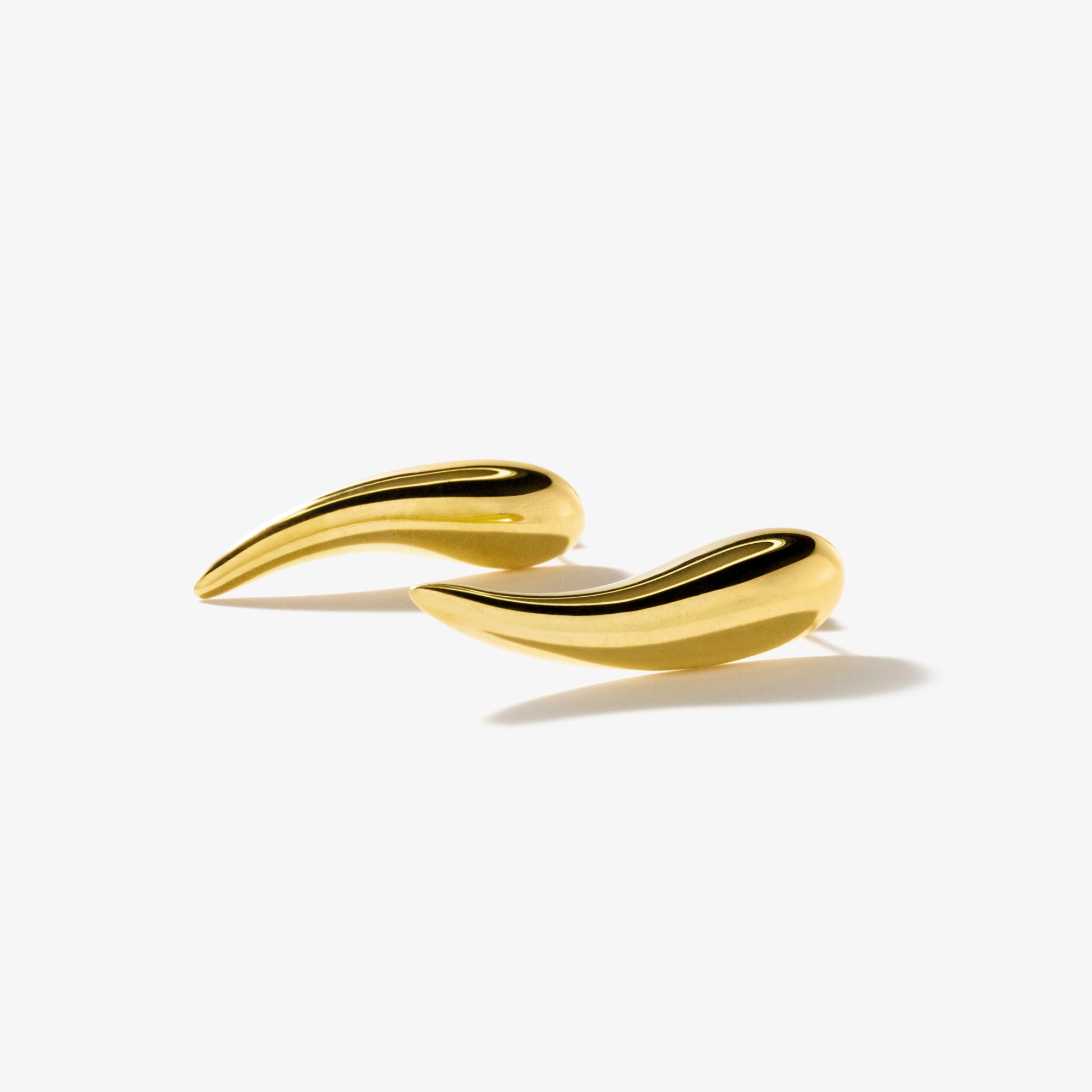 Hollow Rounded Horn Stud Earrings in 10K Yellow Gold