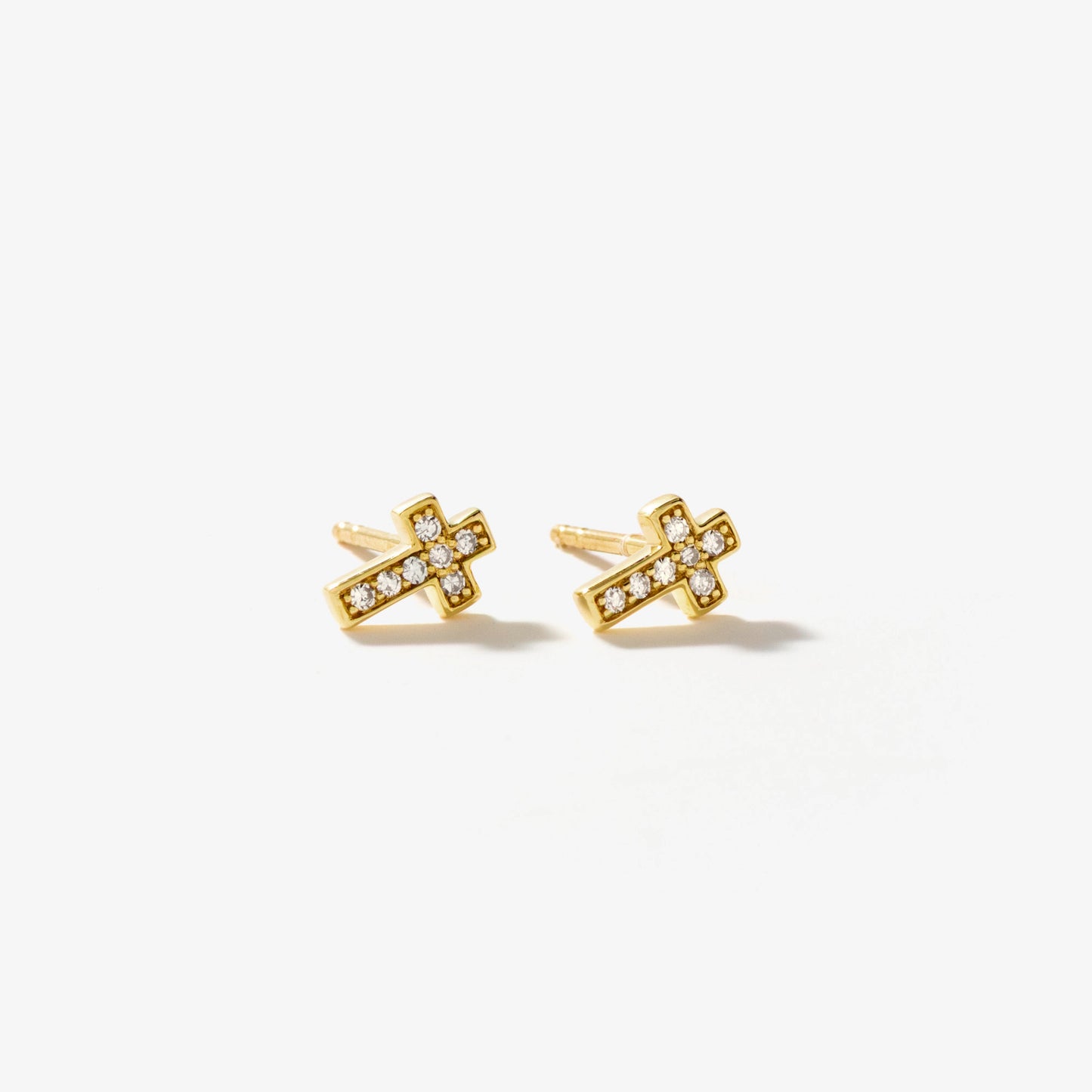 Diamond Cross Stud Earrings in 10K Yellow Gold (0.07 ct tw)