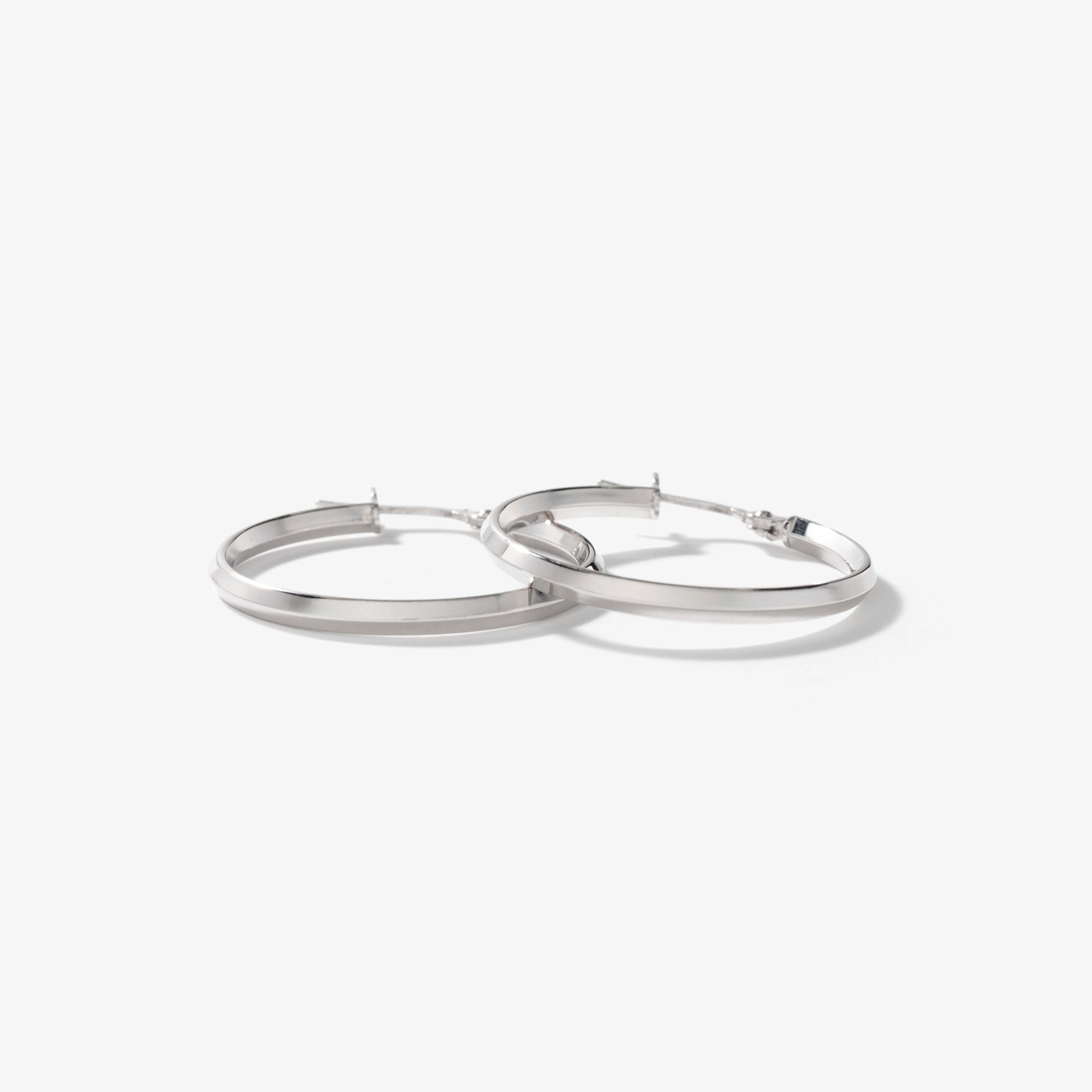 Knife Edge Hoop Earrings in 10K White Gold