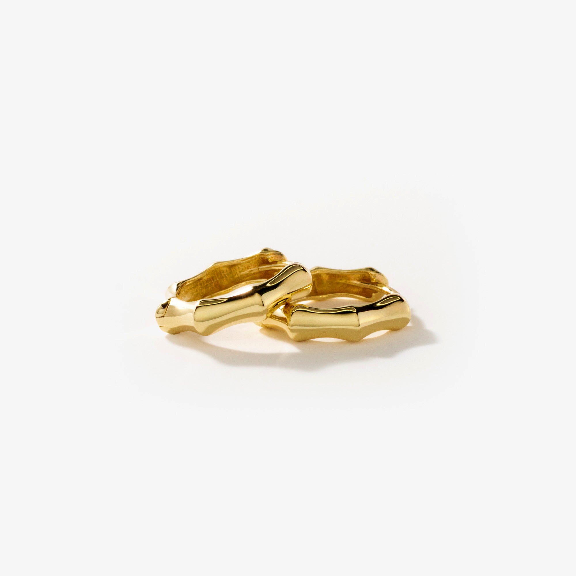 Bamboo Hoop Earrings in 10K Yellow Gold