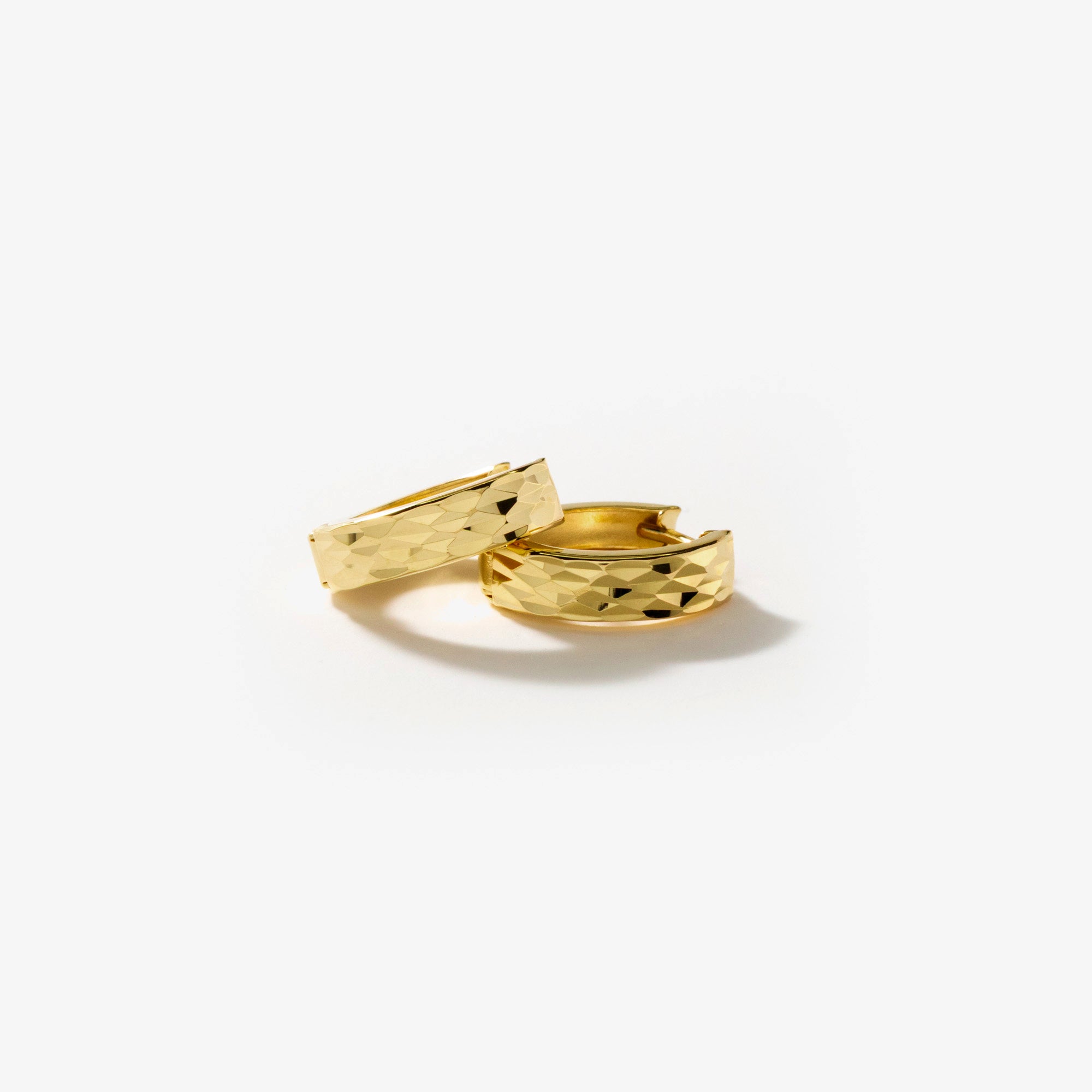 3x12mm Diamond Cut Hoop Earrings in 10K Yellow Gold