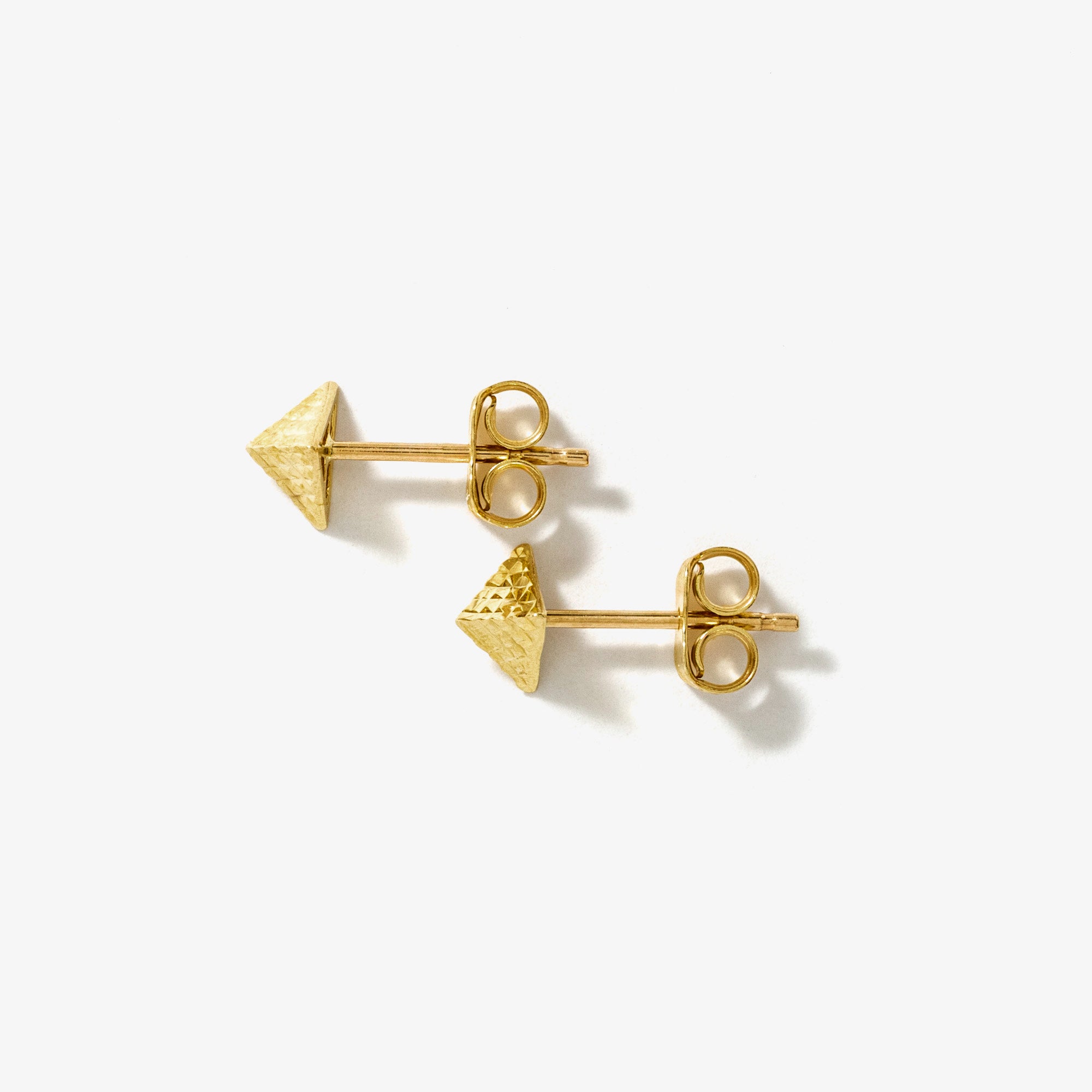 Pyramid Stud Earrings in 10K Yellow Gold