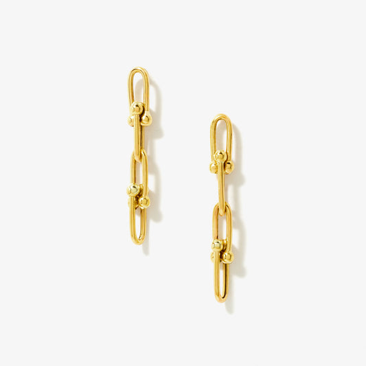 Three Link Drop Earrings in 10K Yellow Gold