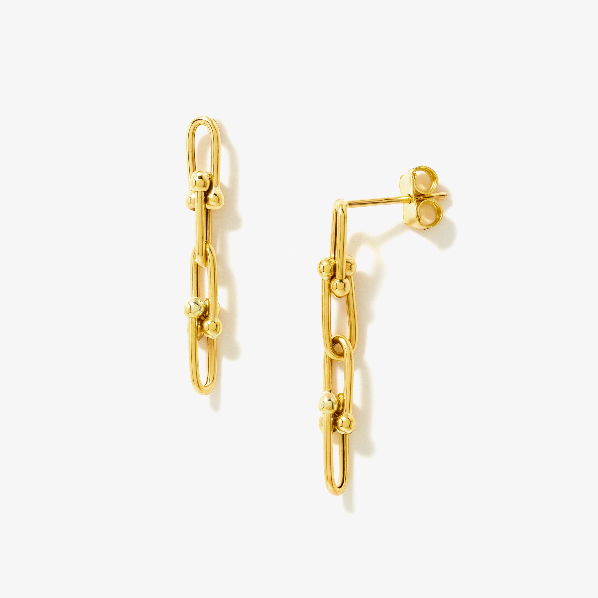 Three Link Drop Earrings in 10K Yellow Gold
