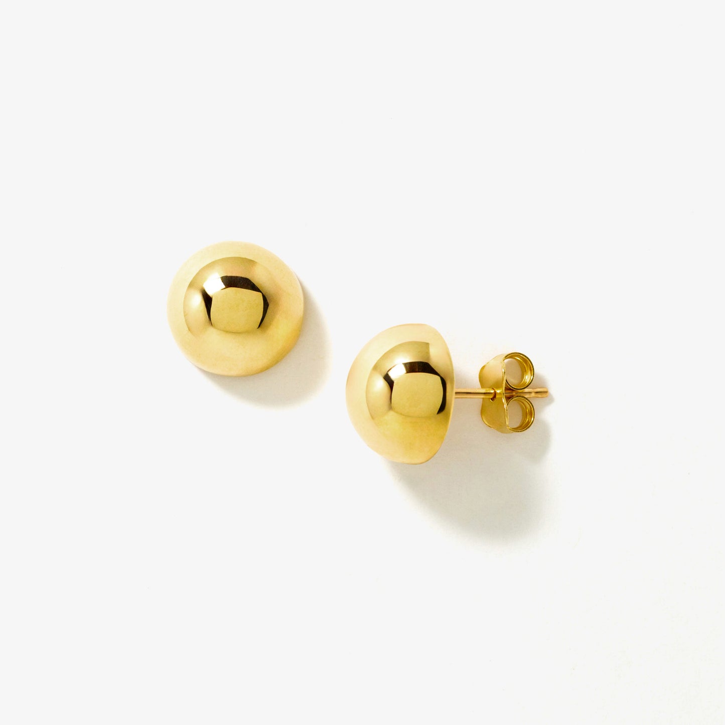 Half Round Puff Stud Earrings in 10K Yellow Gold