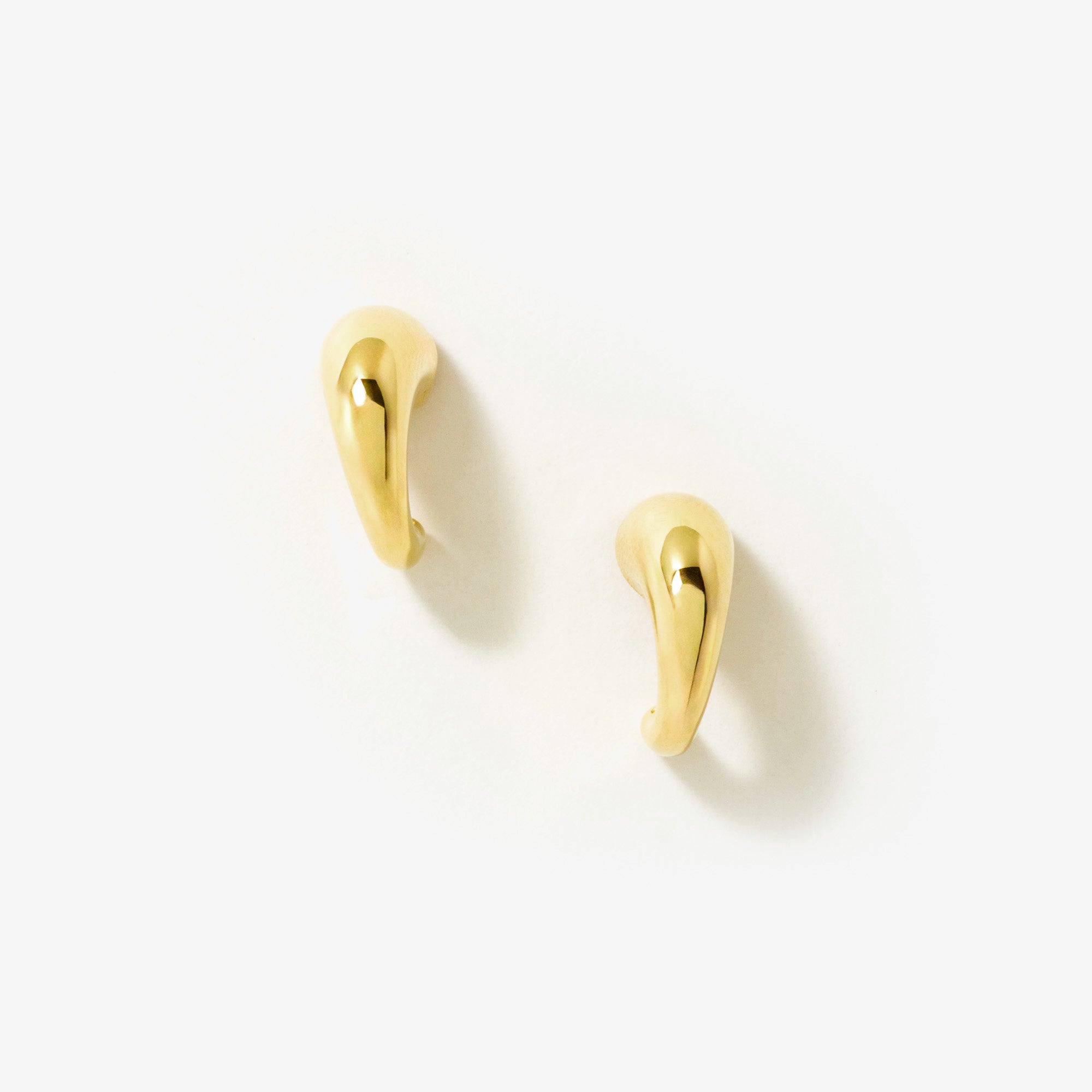 Hollow Rounded Horn Stud Earrings in 10K Yellow Gold