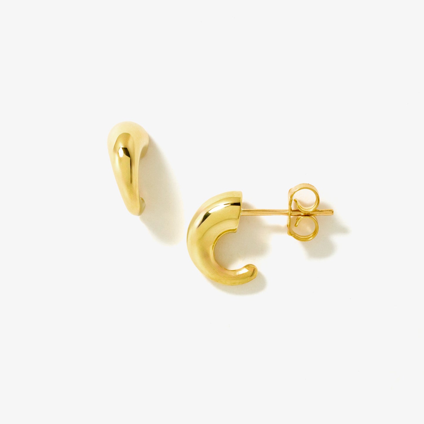 Hollow Rounded Horn Stud Earrings in 10K Yellow Gold