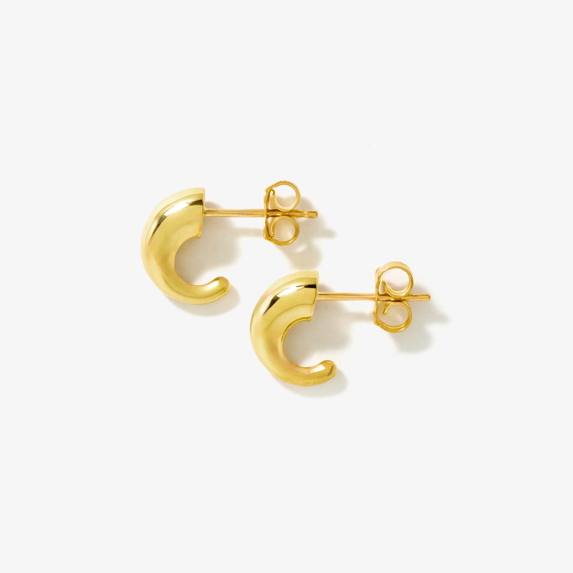 Hollow Rounded Horn Stud Earrings in 10K Yellow Gold