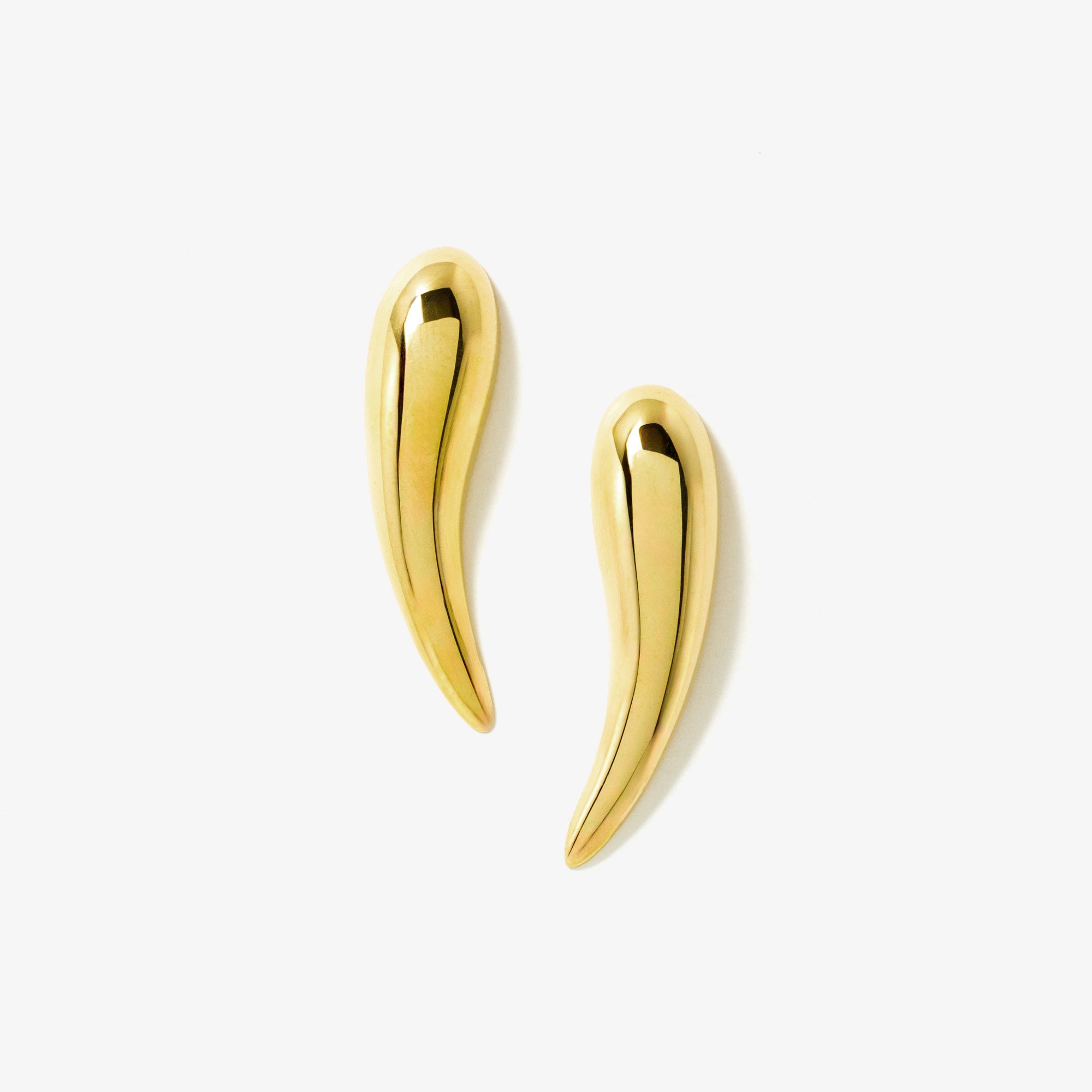 Hollow Rounded Horn Stud Earrings in 10K Yellow Gold