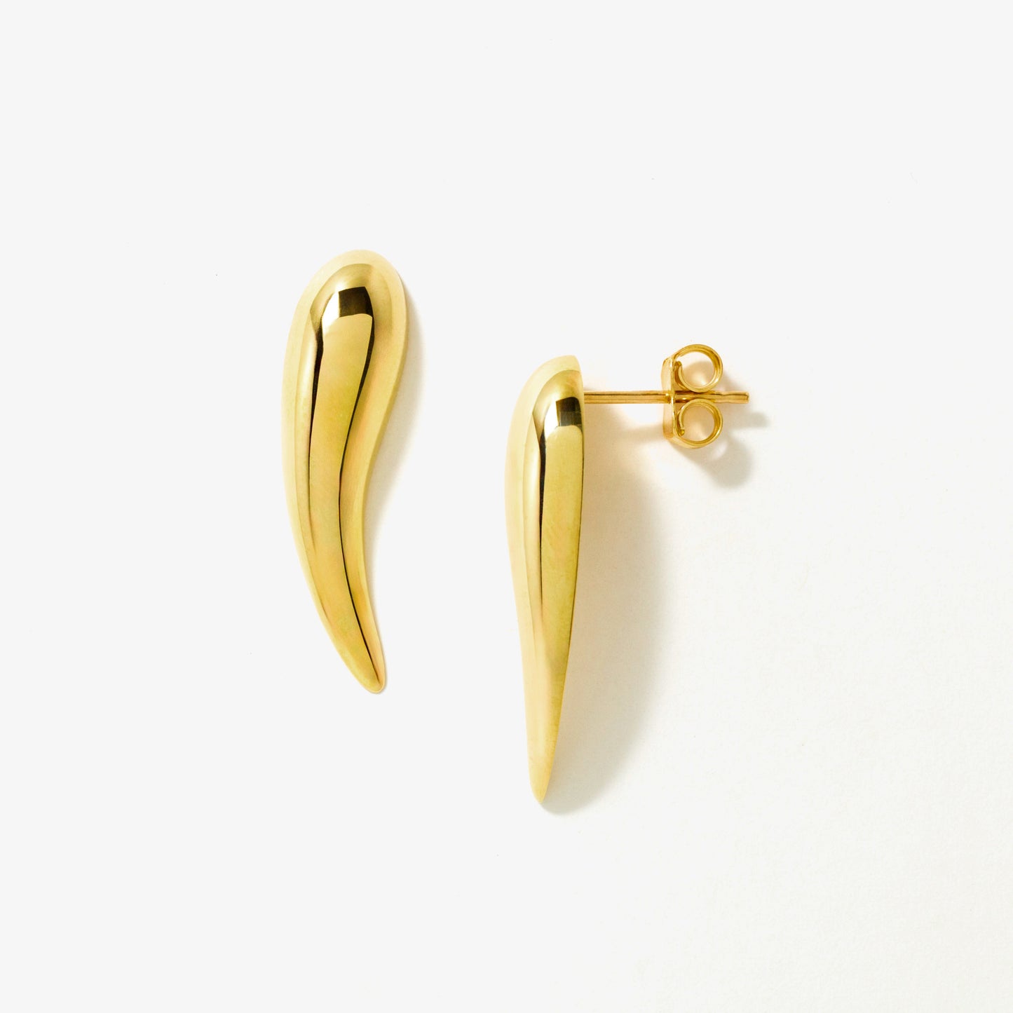 Hollow Rounded Horn Stud Earrings in 10K Yellow Gold