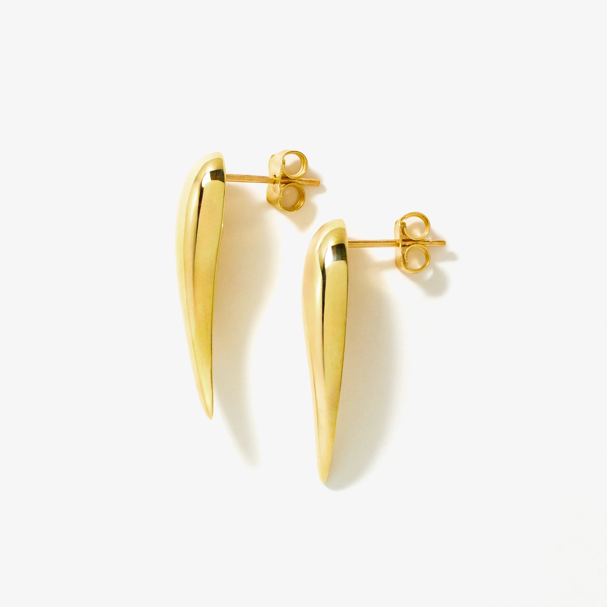 Hollow Rounded Horn Stud Earrings in 10K Yellow Gold