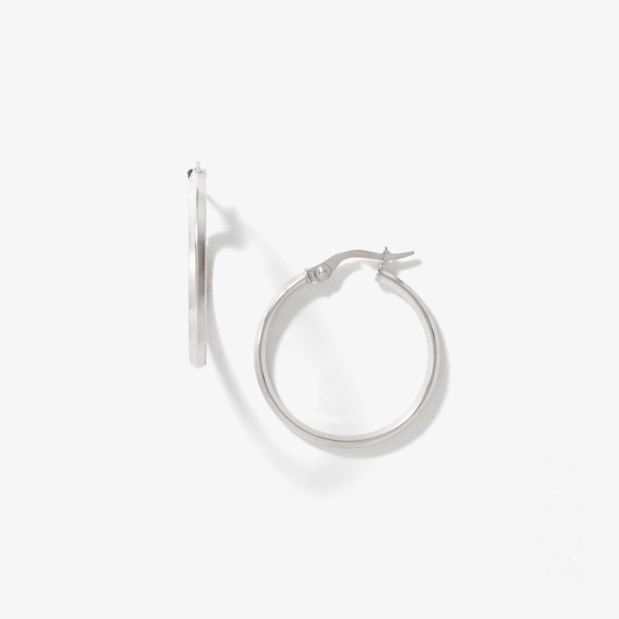 Knife Edge Hoop Earrings in 10K White Gold