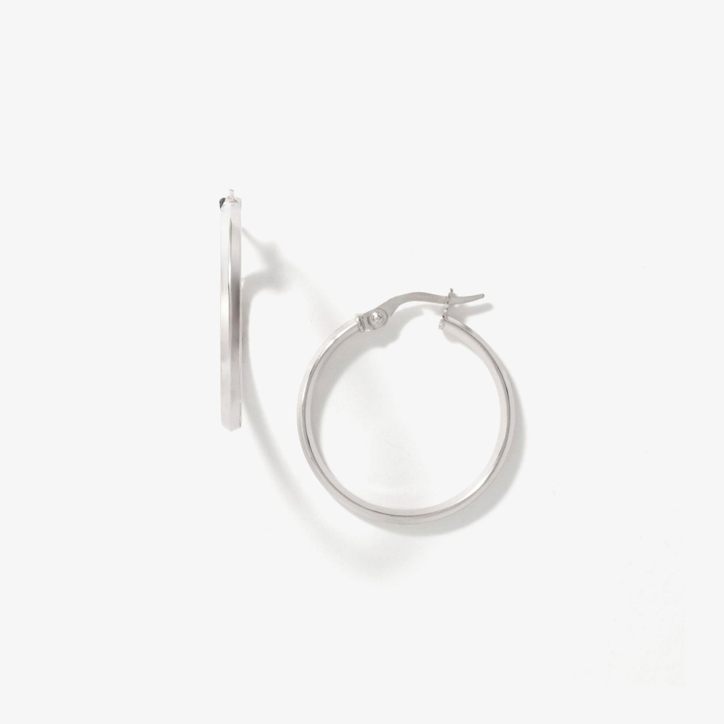 Knife Edge Hoop Earrings in 10K White Gold