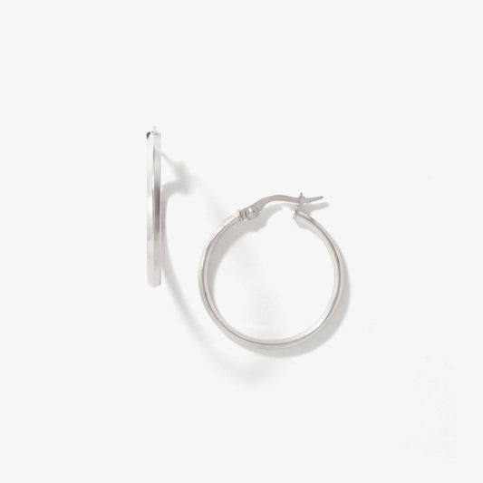 Knife Edge Hoop Earrings in 10K White Gold