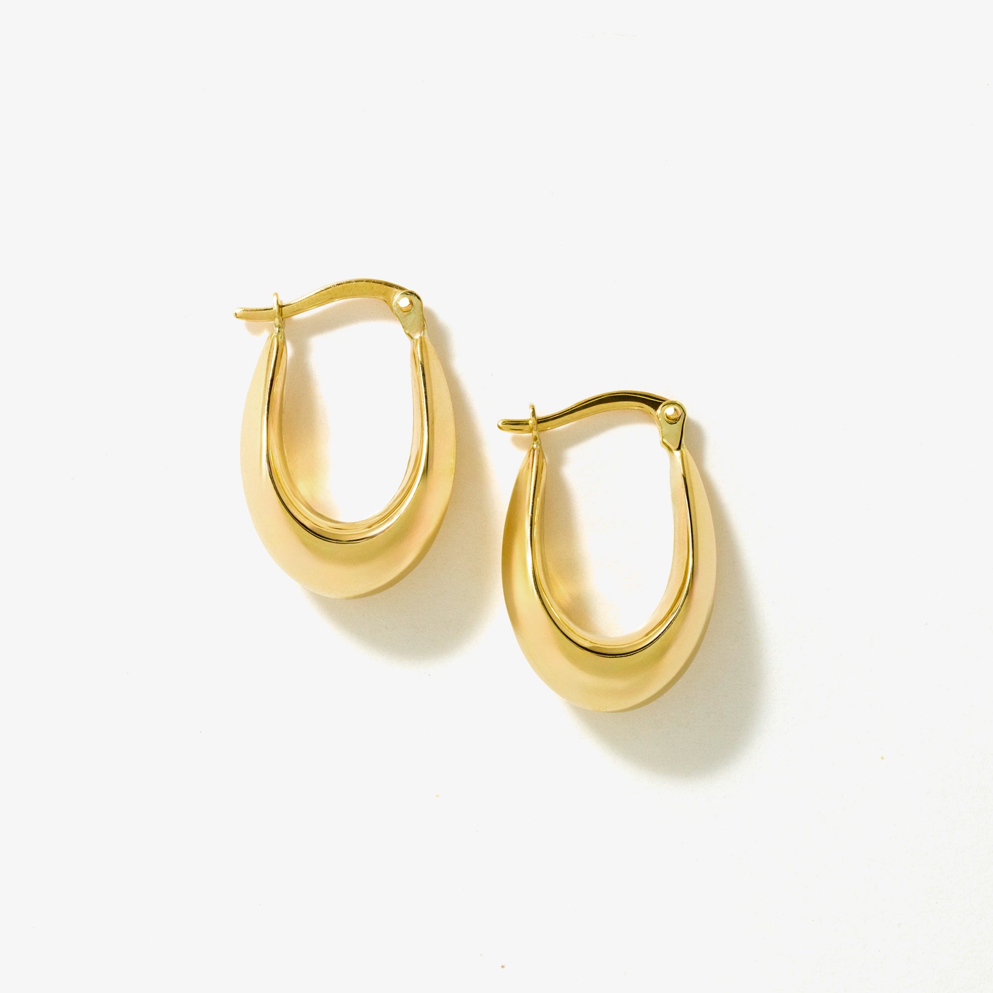 Hollow Knife Edge Earrings in 10K Yellow Gold