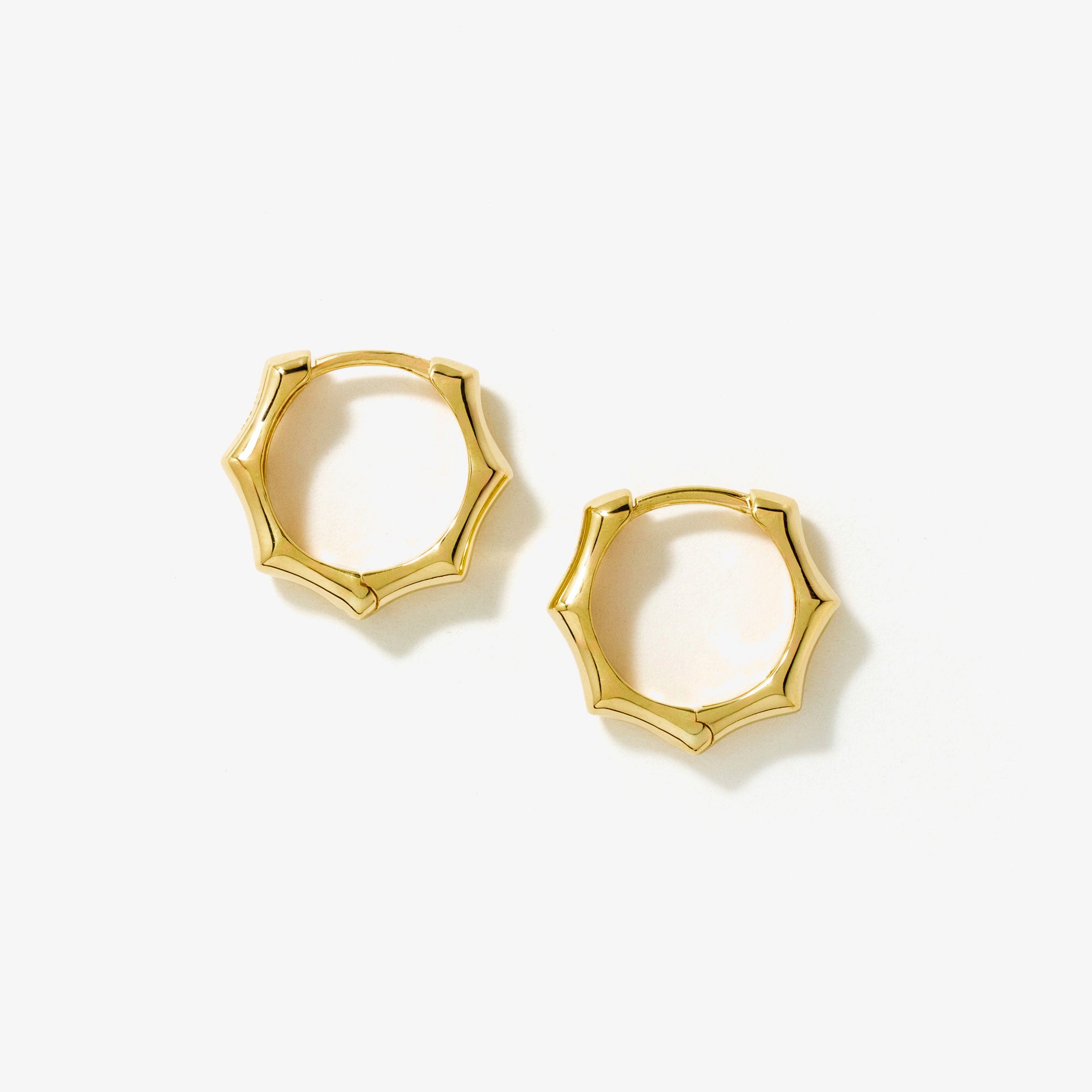 Bamboo Hoop Earrings in 10K Yellow Gold