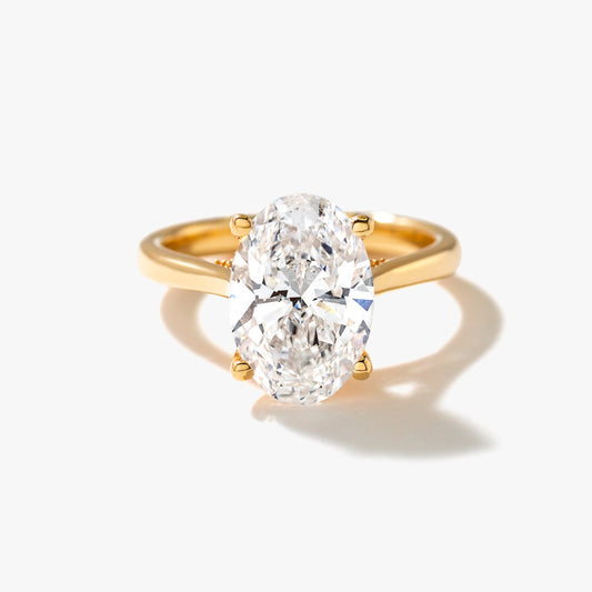 Lab Grown Oval Cut Diamond Engagement Ring in 14K Yellow Gold (3.07 ct tw)