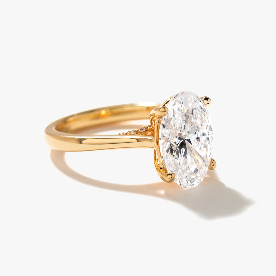 Lab Grown Oval Cut Diamond Engagement Ring in 14K Yellow Gold (3.07 ct tw)