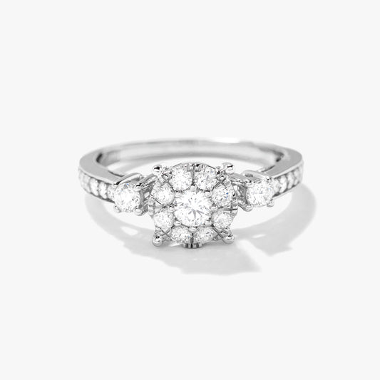 Diamond Cluster Ring In 10K White Gold (0.66 ct tw)