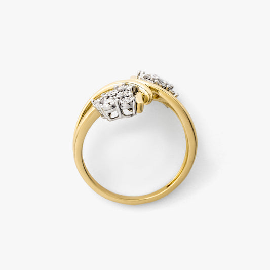 Diamond Cluster Ring in 10K Yellow and White Gold (0.20 ct tw)