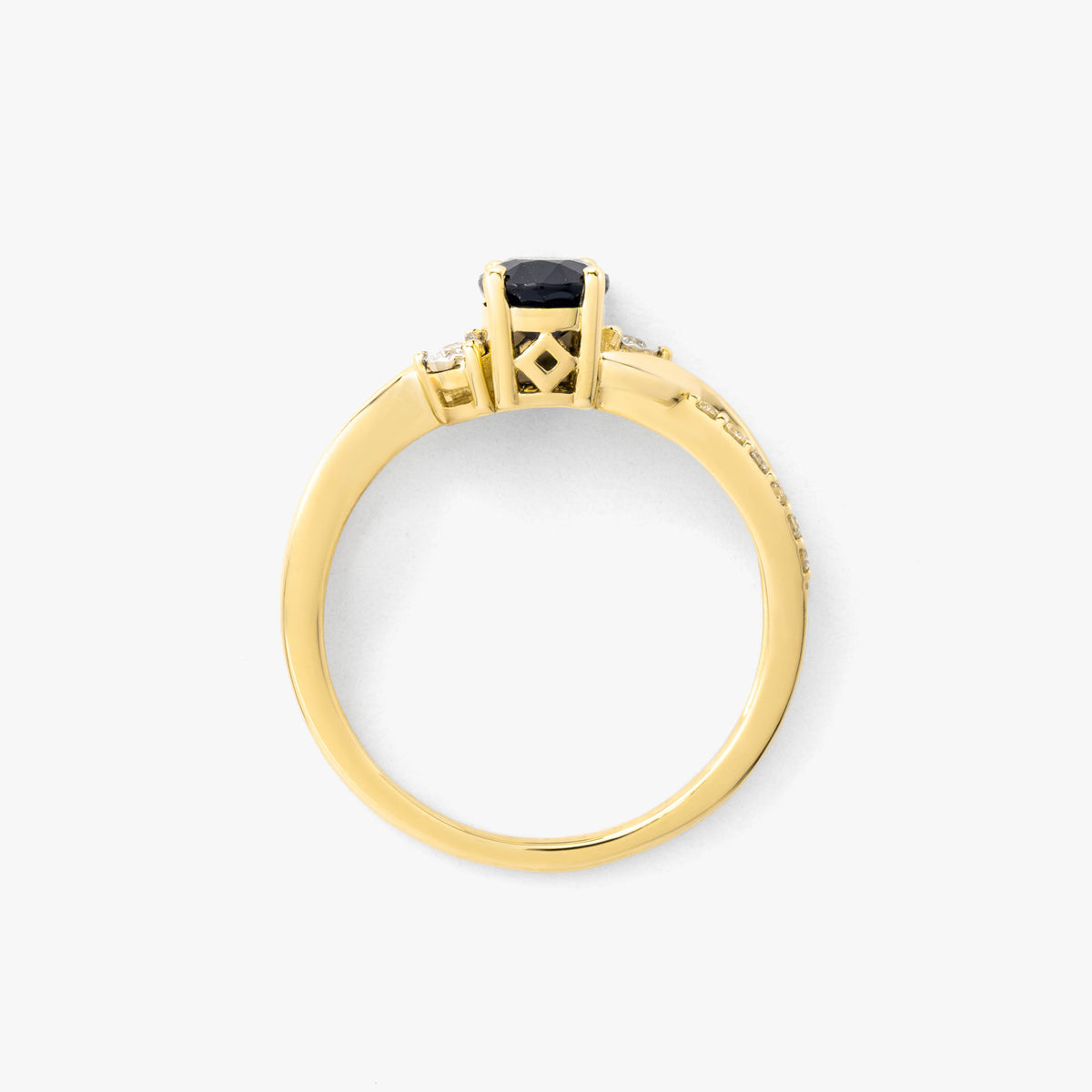 Sapphire Ring With Diamond Accents in 10K Yellow Gold