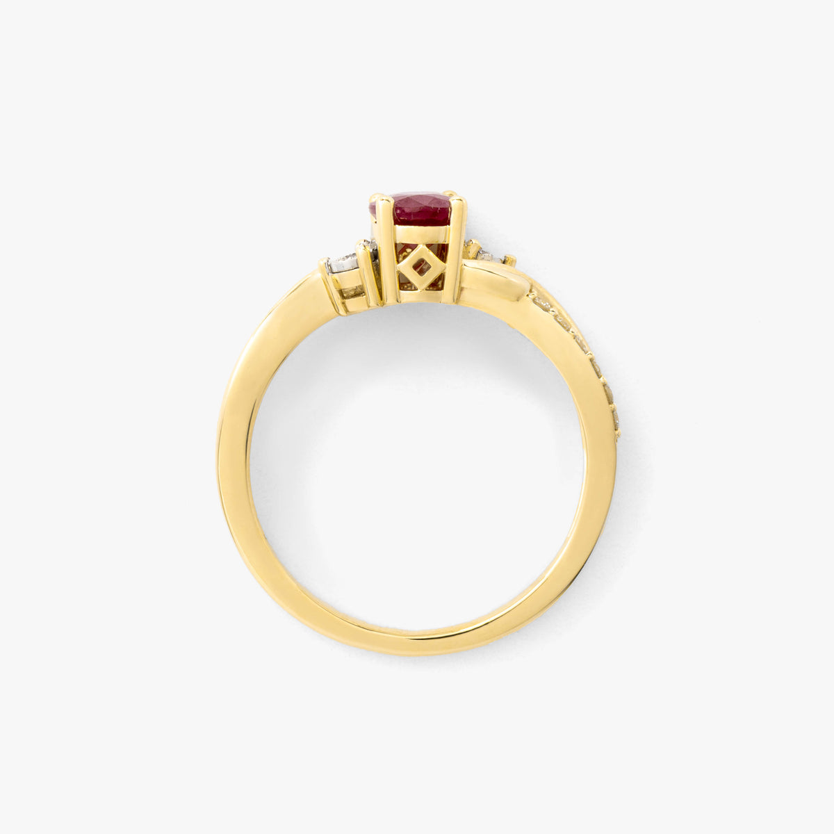 Ruby Ring With Diamond Accents in 10K Yellow Gold