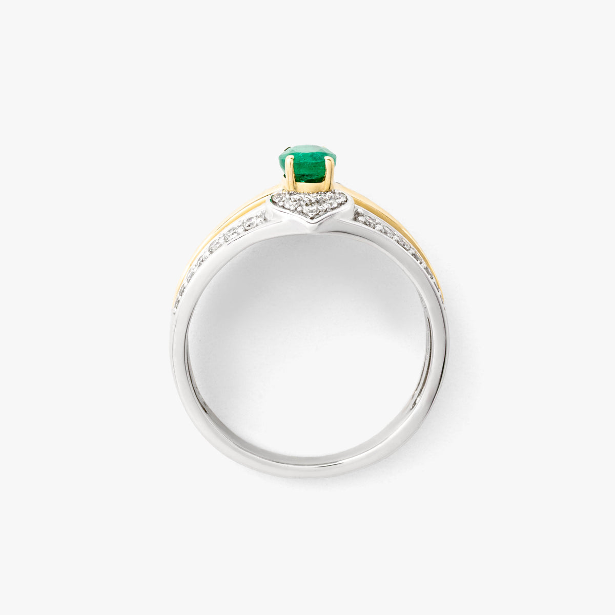 Emerald and Diamond Ring in 10K Yellow and White Gold