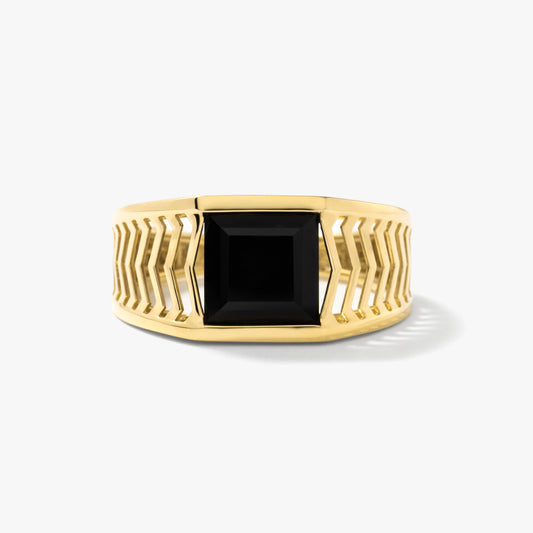 Men's Onyx Ring in 10K Yellow Gold