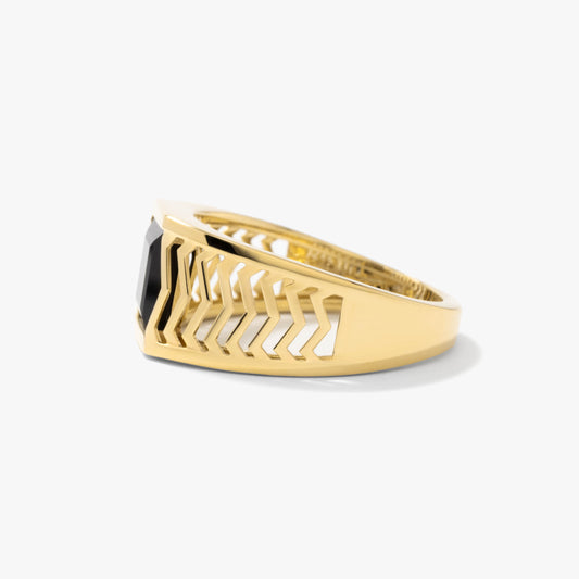 Men's Onyx Ring in 10K Yellow Gold