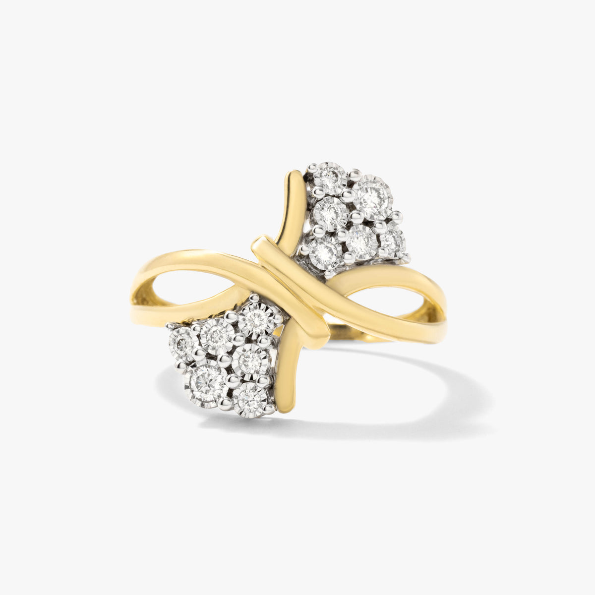 Diamond Cluster Ring in 10K Yellow and White Gold (0.20 ct tw)