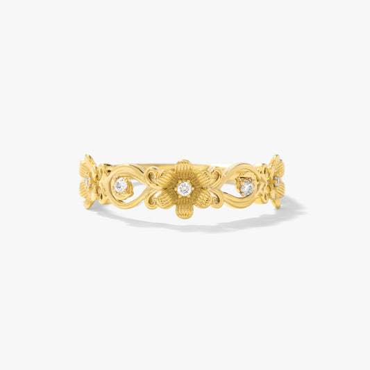 Diamond Flower Ring in 10K Yellow Gold (0.05 ct tw)