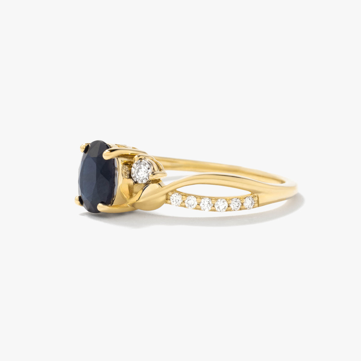 Sapphire Ring With Diamond Accents in 10K Yellow Gold