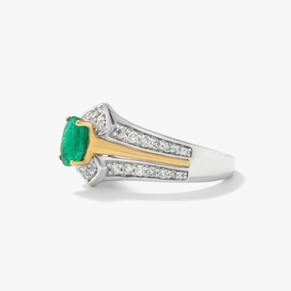 Emerald and Diamond Ring in 10K Yellow and White Gold