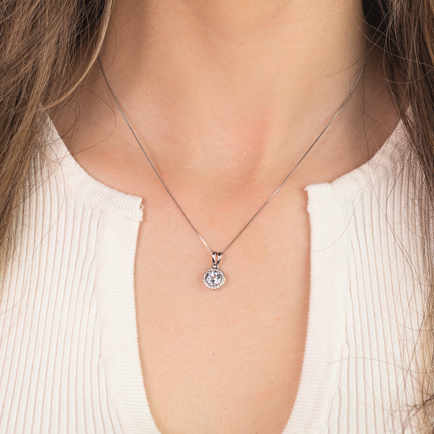 14K White Gold Pear Shape Aquamarine And Diamond Pendant With Chain – Ferro  Jewelers