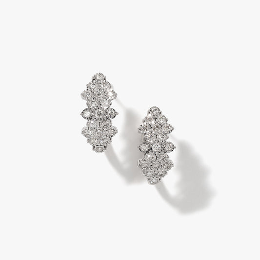 Diamond Cluster Hoop Earrings In 10K Yellow and White Gold (1.00 ct tw)