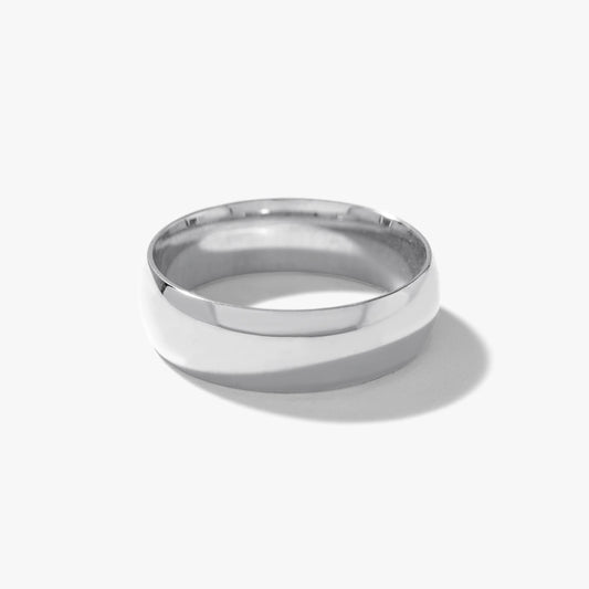 Low Dome Comfort Fit Wedding Band in 10K White Gold (6MM)