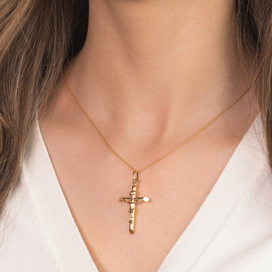 Crucifix Cross Pendant in 10K Italian Yellow Gold – Ann-Louise