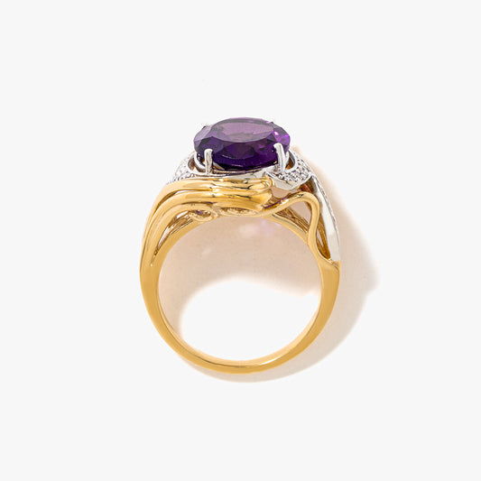 Amethyst Ring in 10K Yellow and White Gold