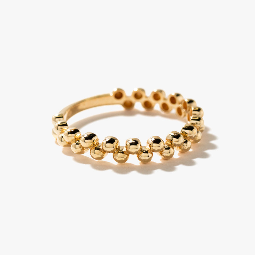 Ladies Beaded Ring 10K Yellow Gold